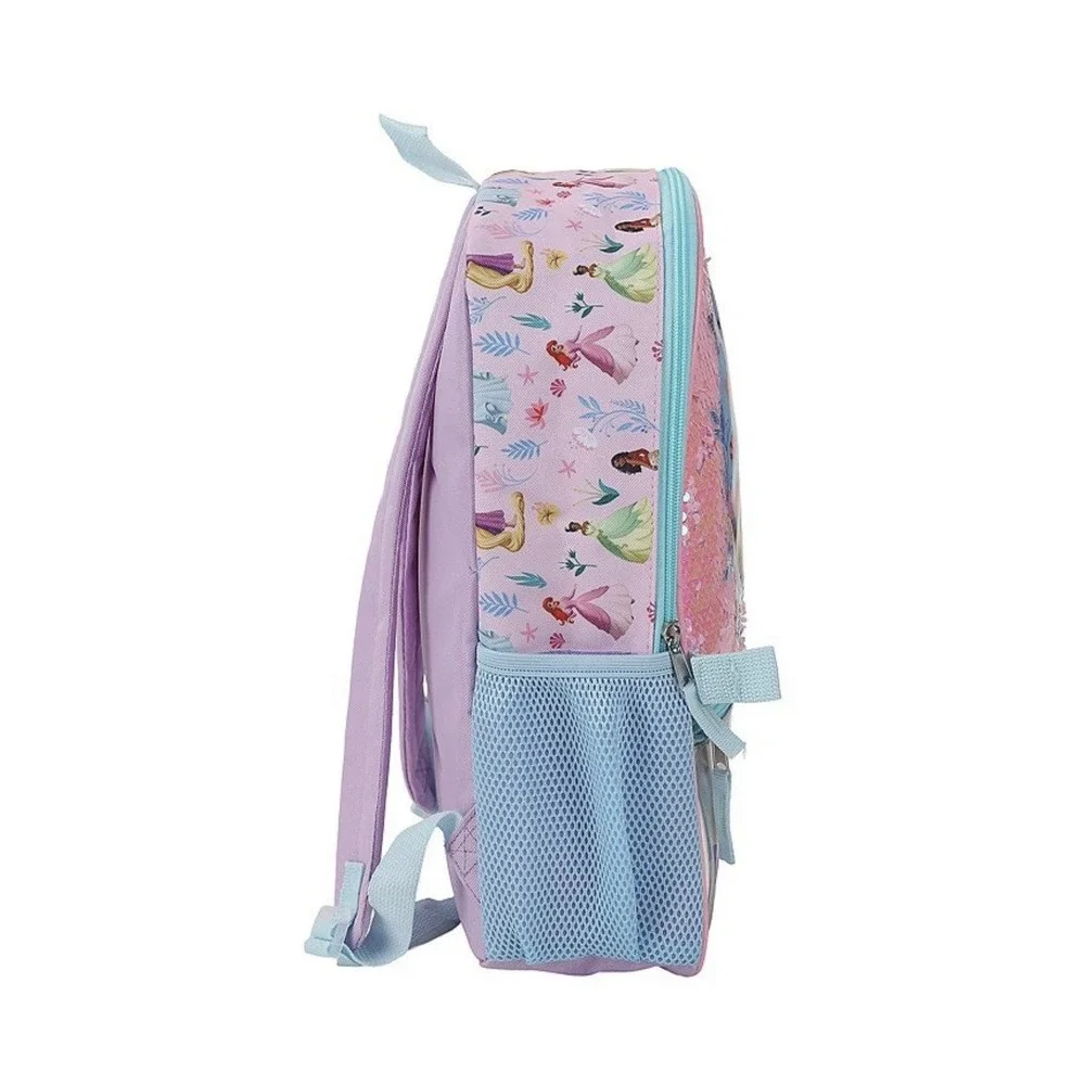 Disney Princess 5-Piece Backpack Set Sequin School Bag Lunch Box Accessories NWT